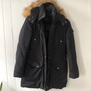 Andrew Marc Black winter jacket with fur hood